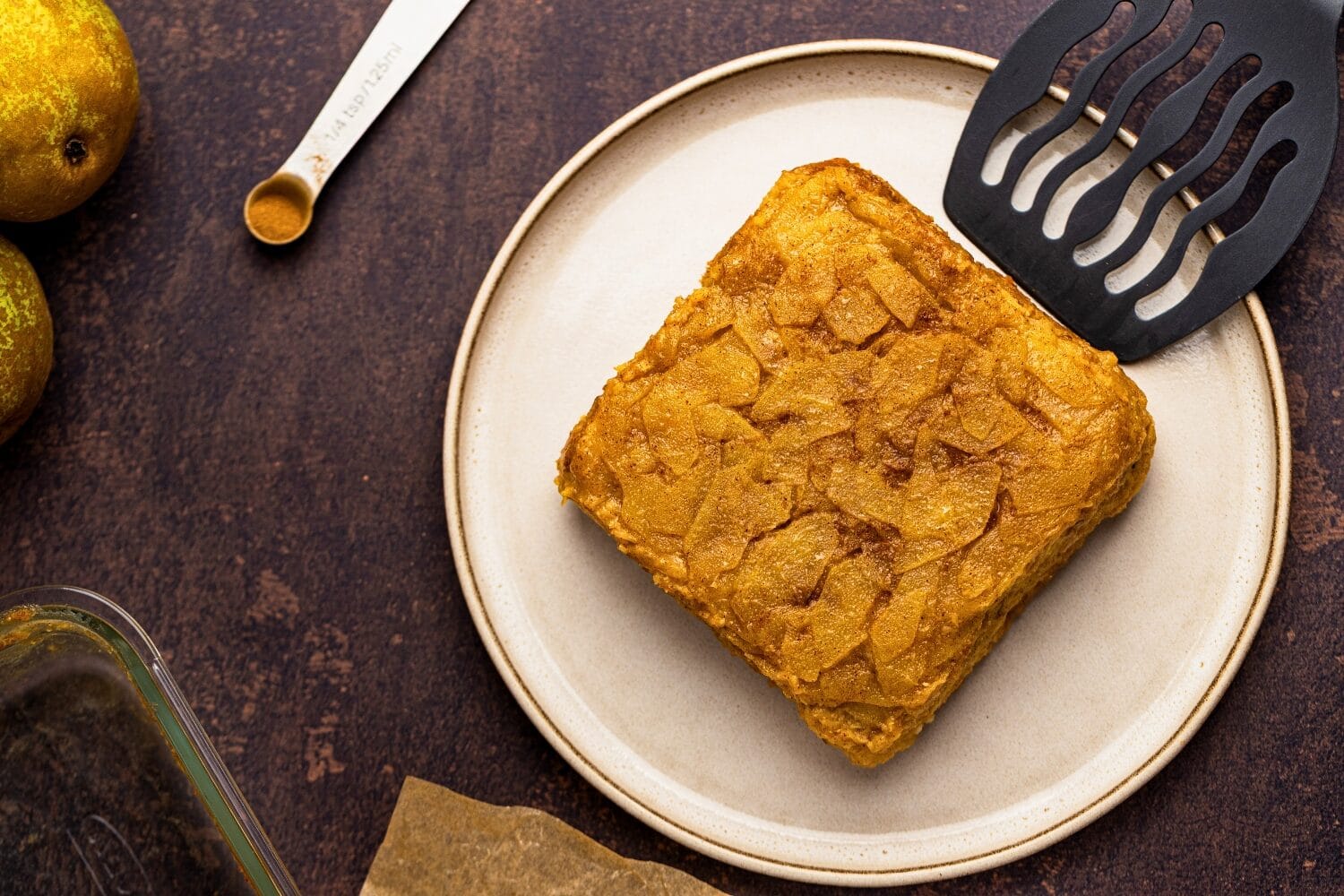 Cozy baked oats with caramelized pear