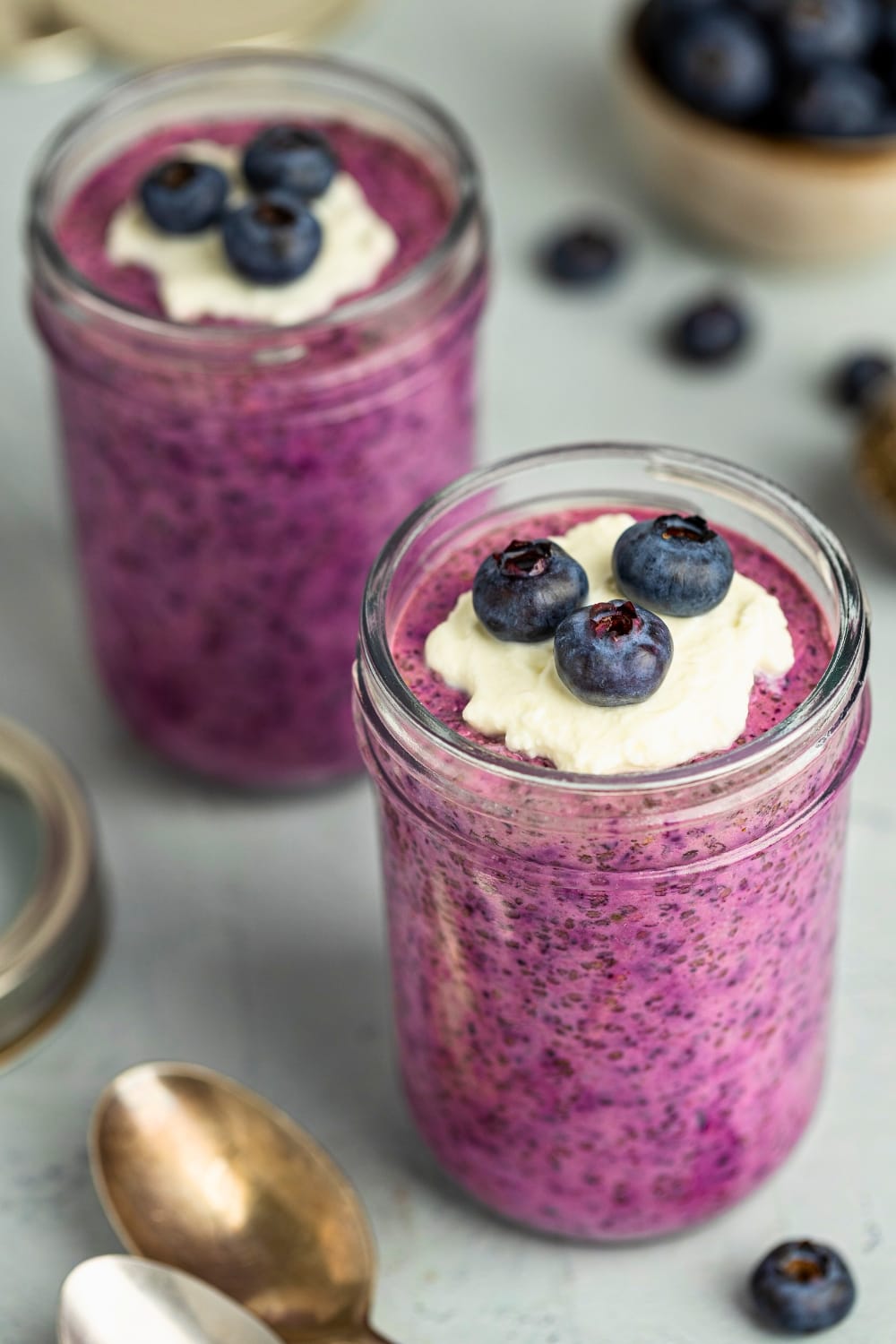 Delicious and wholesome jars of blueberry chia pudding