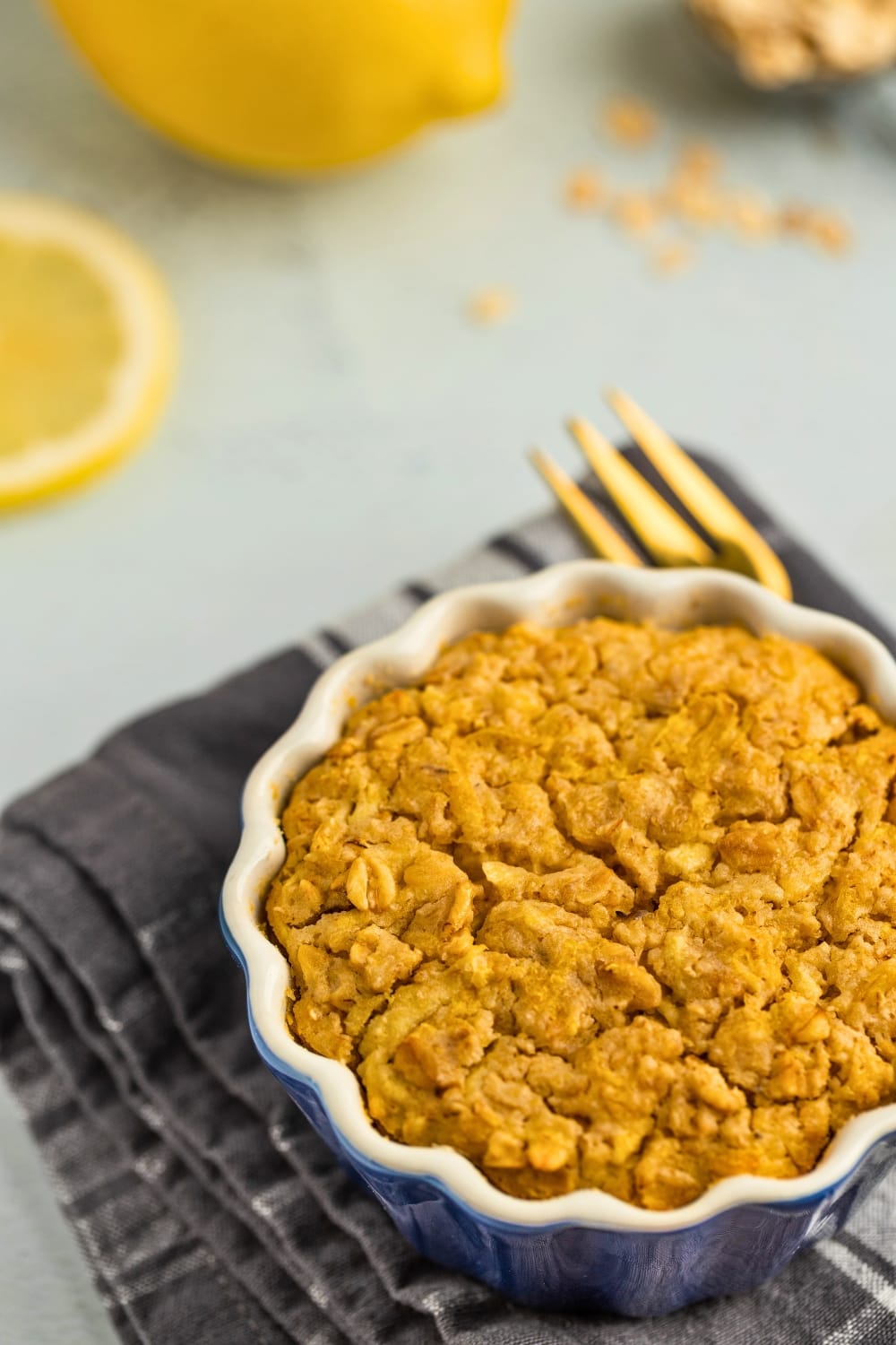 Homemade lemon baked oats with shredded apple