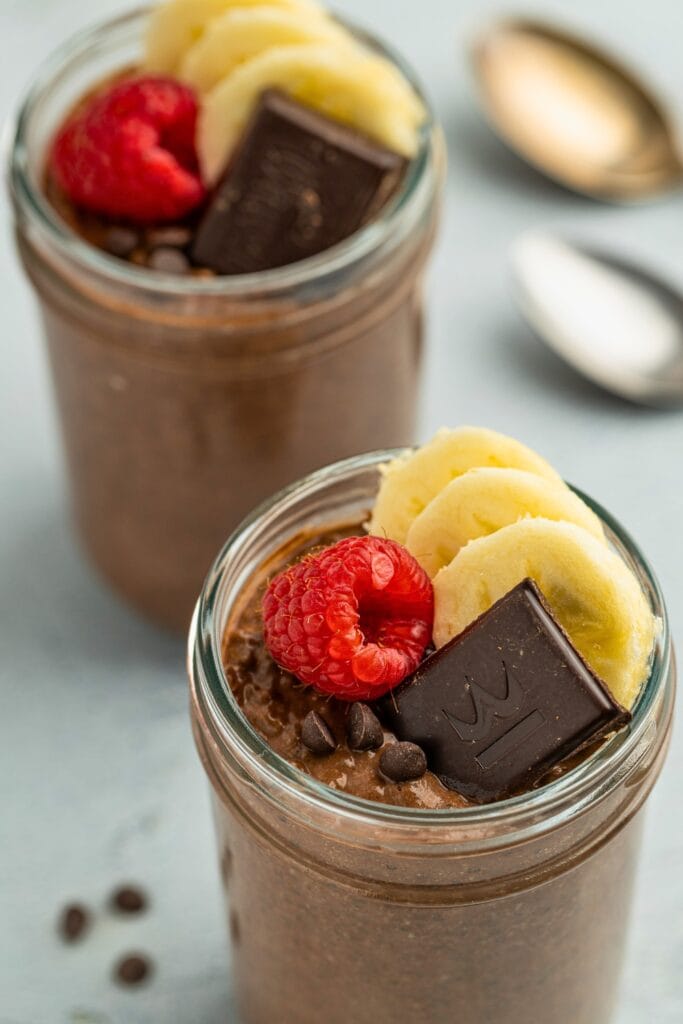 Sweet chocolate banana chia pudding for two