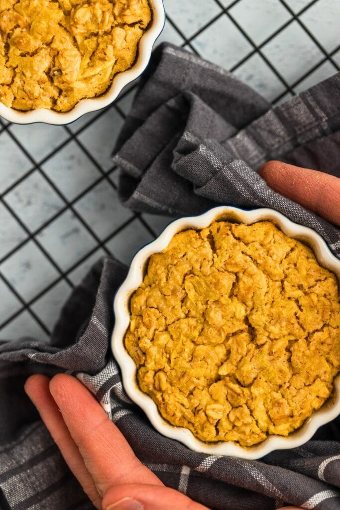 Tasty baked oatmeal with lemon and shredded apple