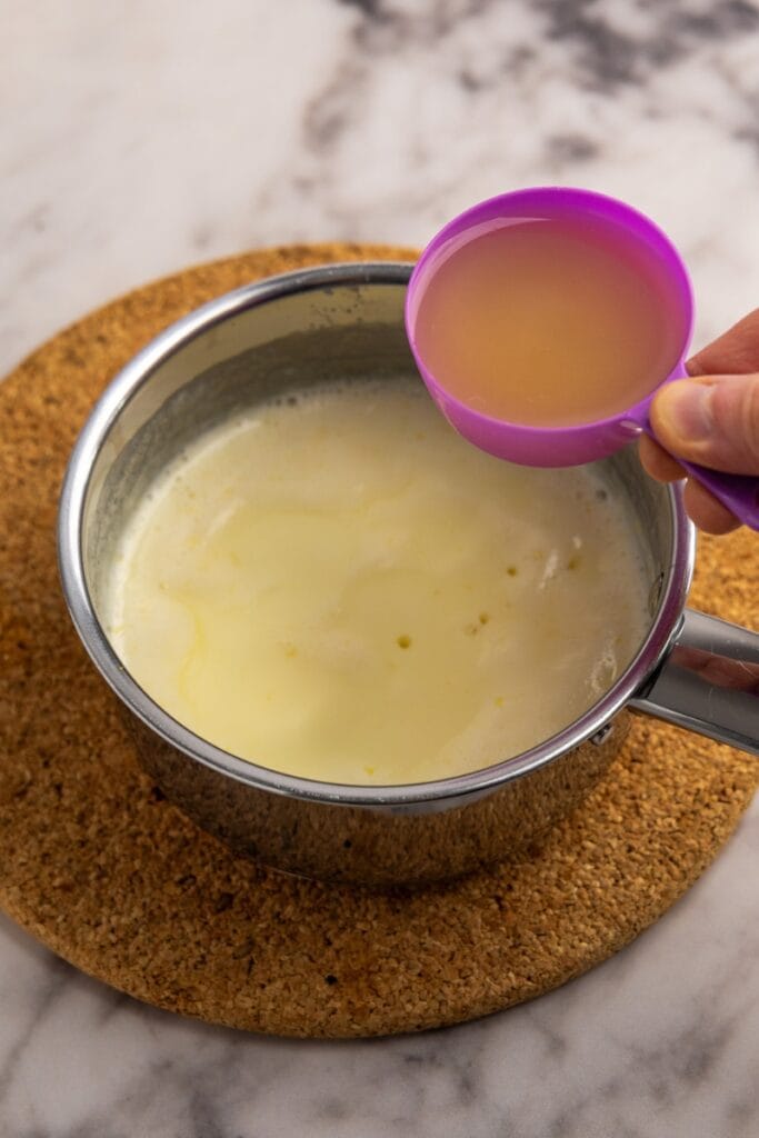 Adding the lemon juice