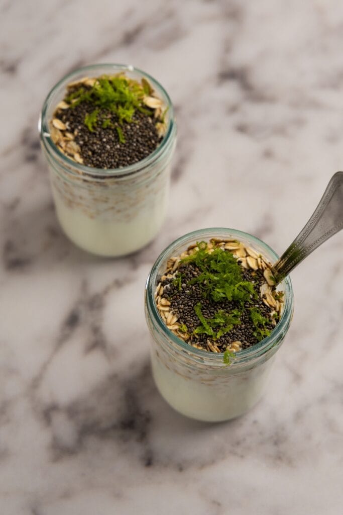 Adding the oats chia and zest