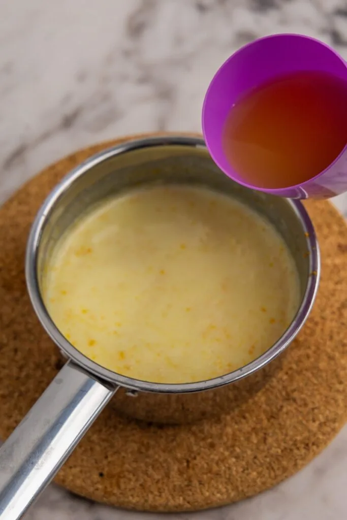 Adding the orange juice
