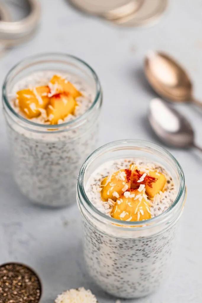 Creamy coconut-flavored chia pudding for two