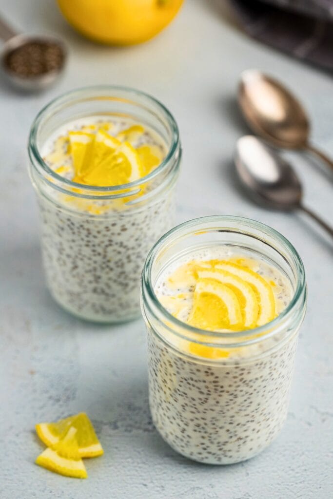 Fresh and zesty lemon chia pudding for two