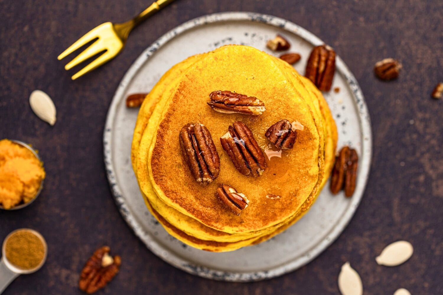 Homemade pumpkin cottage cheese pancakes