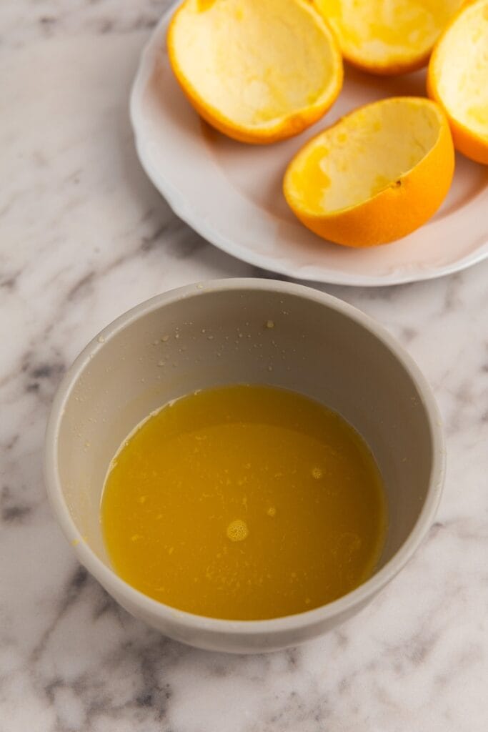 Orange juice in a bowl