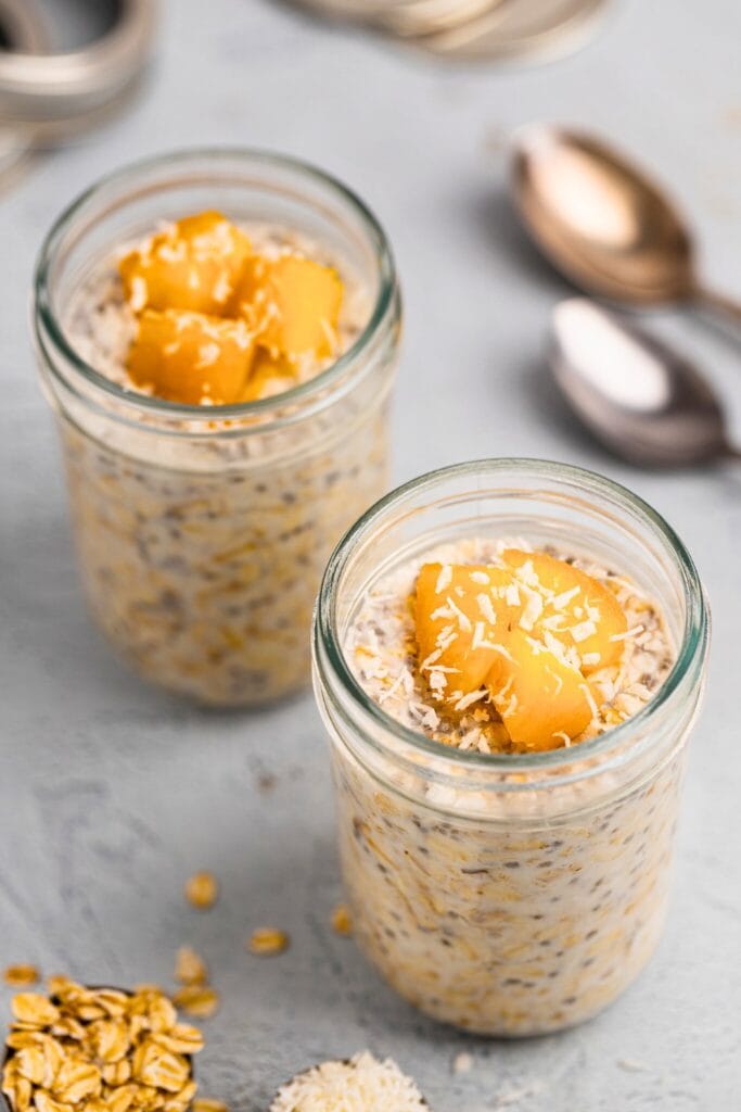 Rich coconut flavored overnight oats for two
