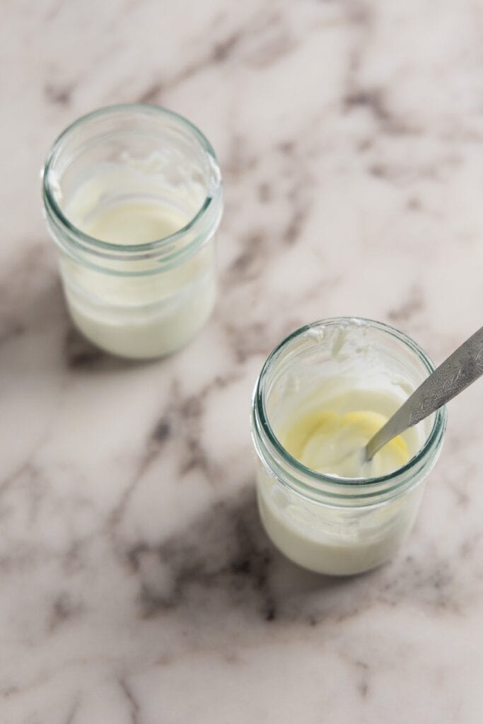 Yogurt and lemon juice mixture