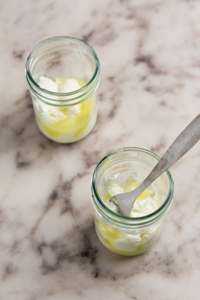 Yogurt and lime juice in a jar