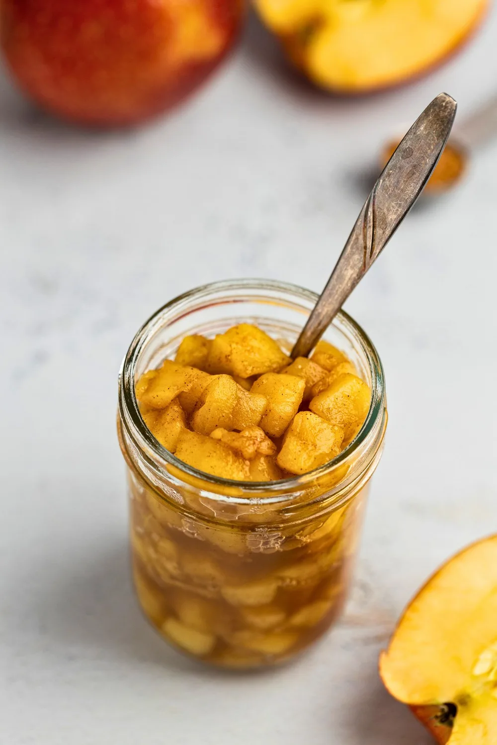 Apple compote in a glass jar