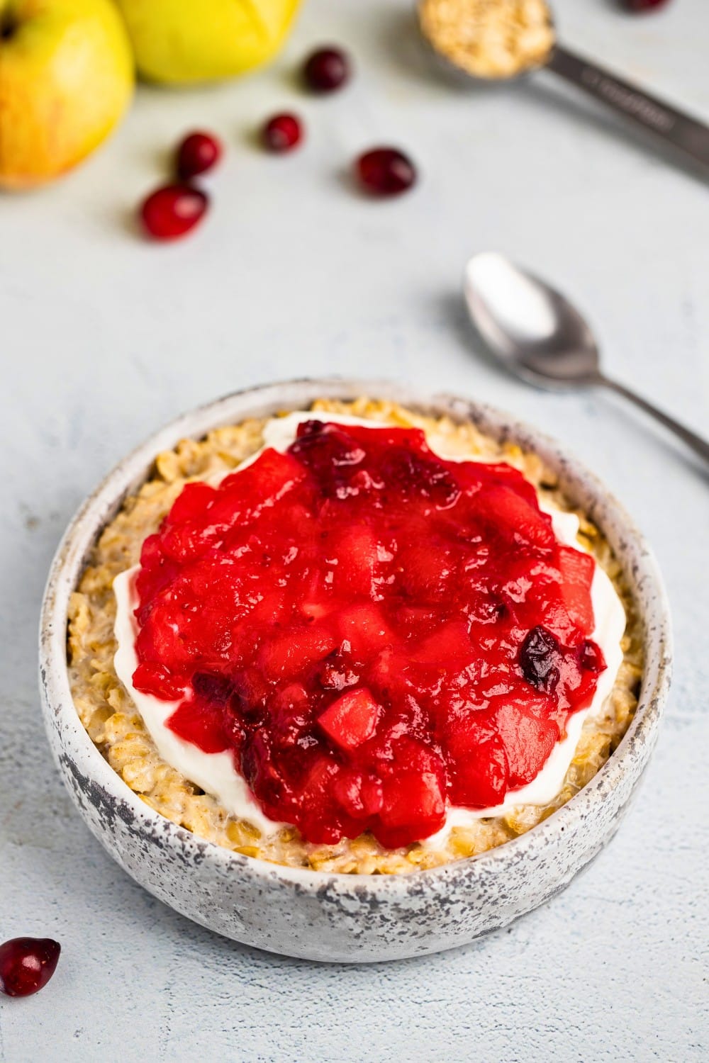 Apple cranberry oatmeal: hero shot