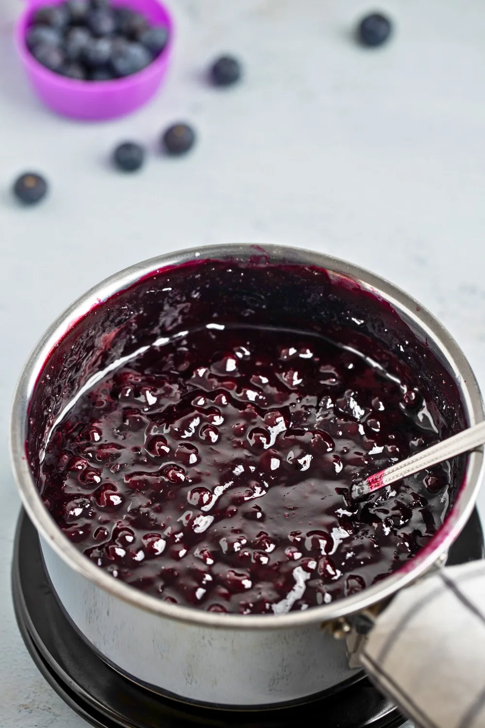 Blueberry compote just cooked