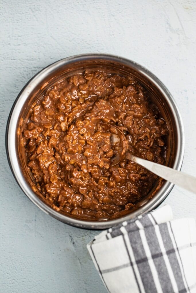 Chocolate oatmeal overhead photo