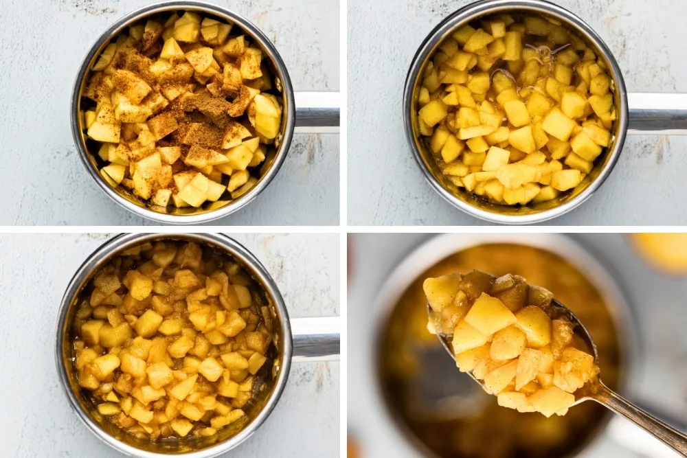 Compote featured image showing 4 stages of making compote