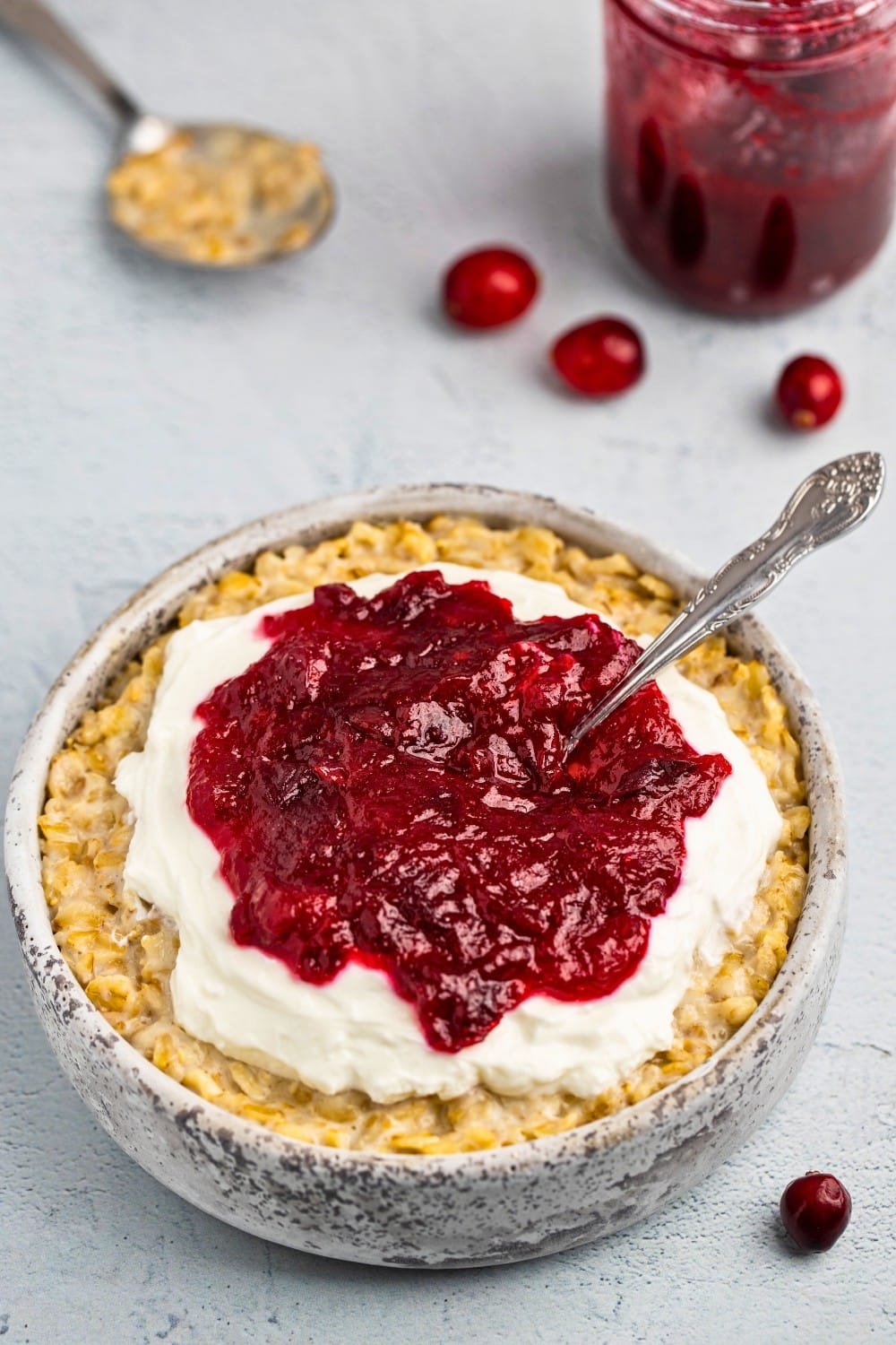 Cranberry oatmeal served