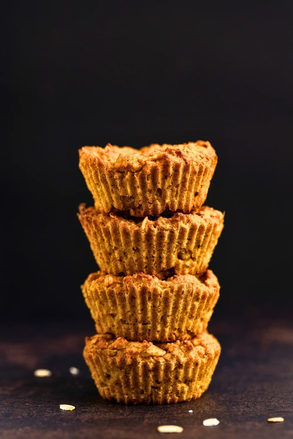 Stack of pumpkin baked oatmeal cups