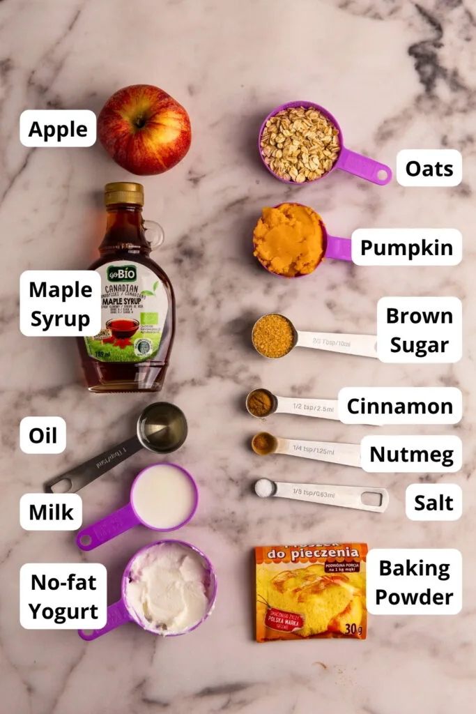 Pumpkin baked oatmeal ingredients shot