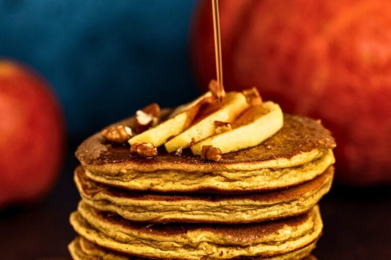 Pumpkin protein powder pancakes hero shot