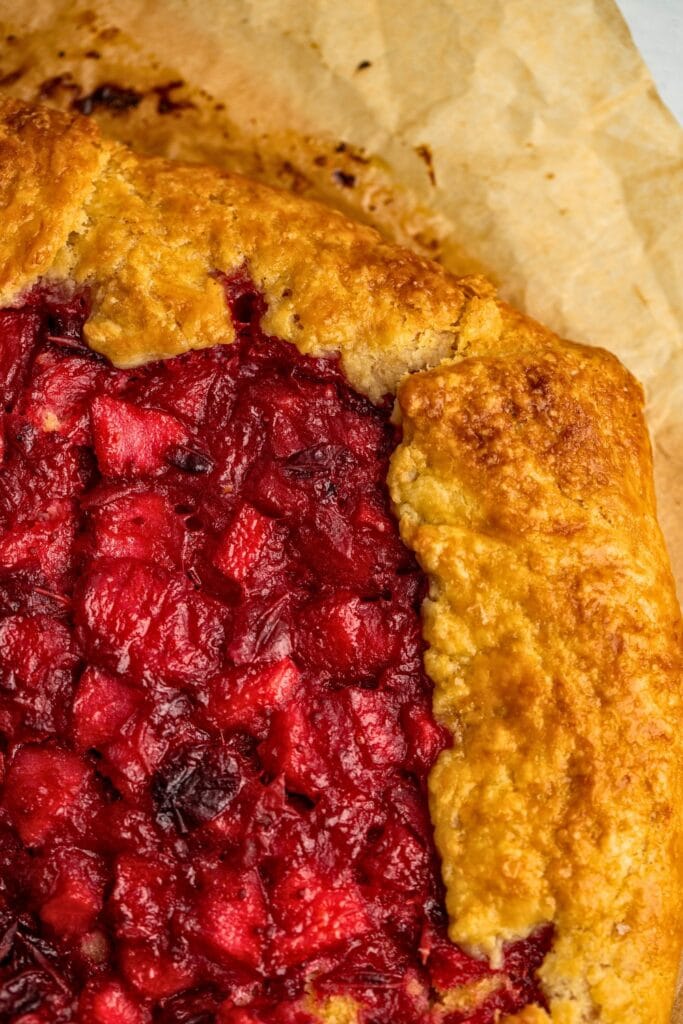 Apple cranberry frangipane galette: topdown shot