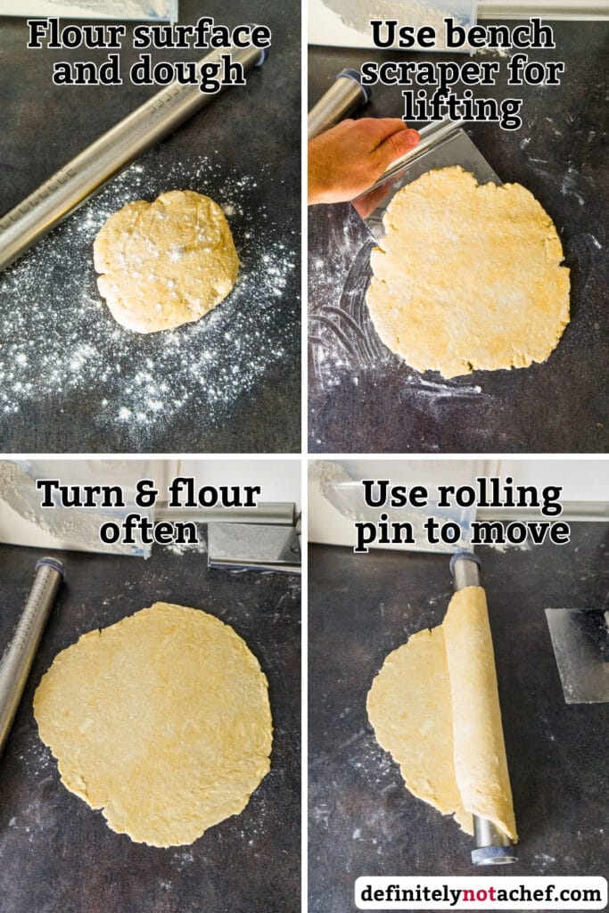 Galette: rolling out dough instructional images