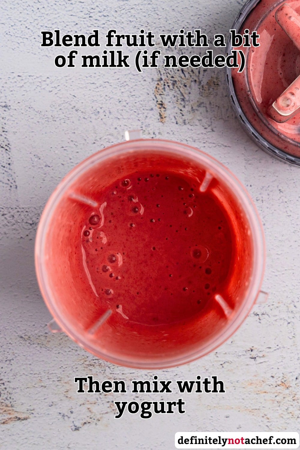 Yogurt bowl: adding blended fruit
