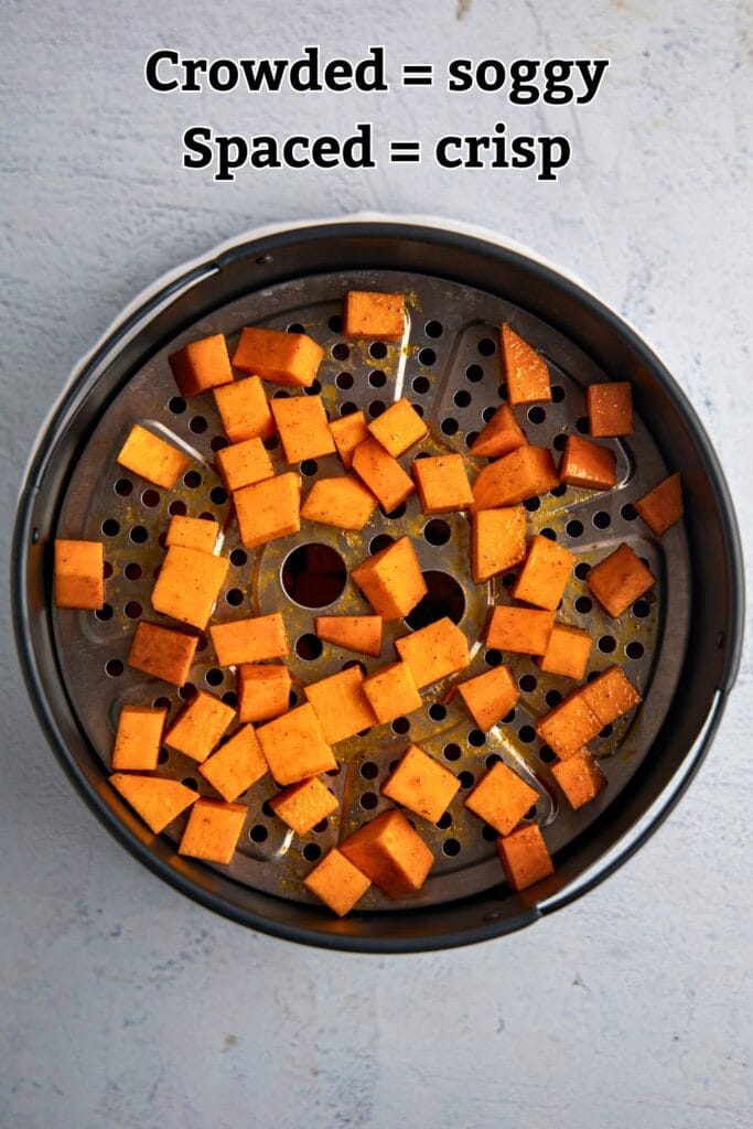 Air fryer vegetables: lots of space example photo