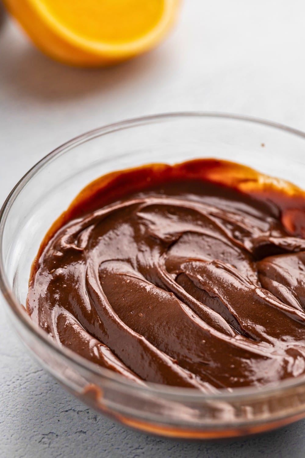 Orange ganache closeup photo