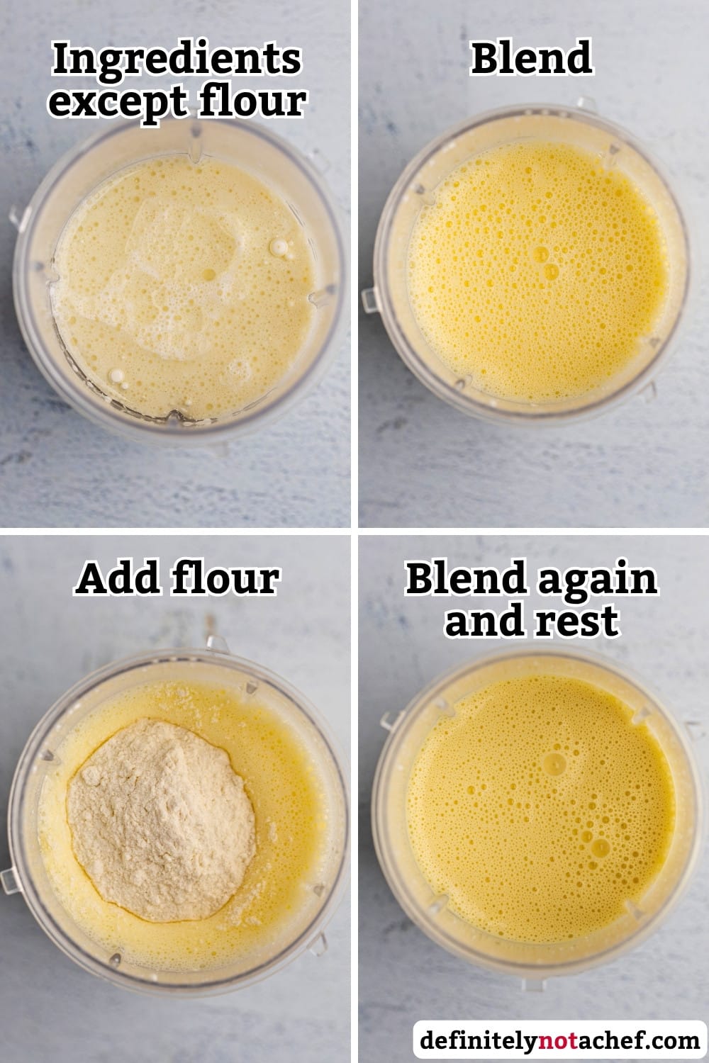 Cottage cheese crepes batter prep steps