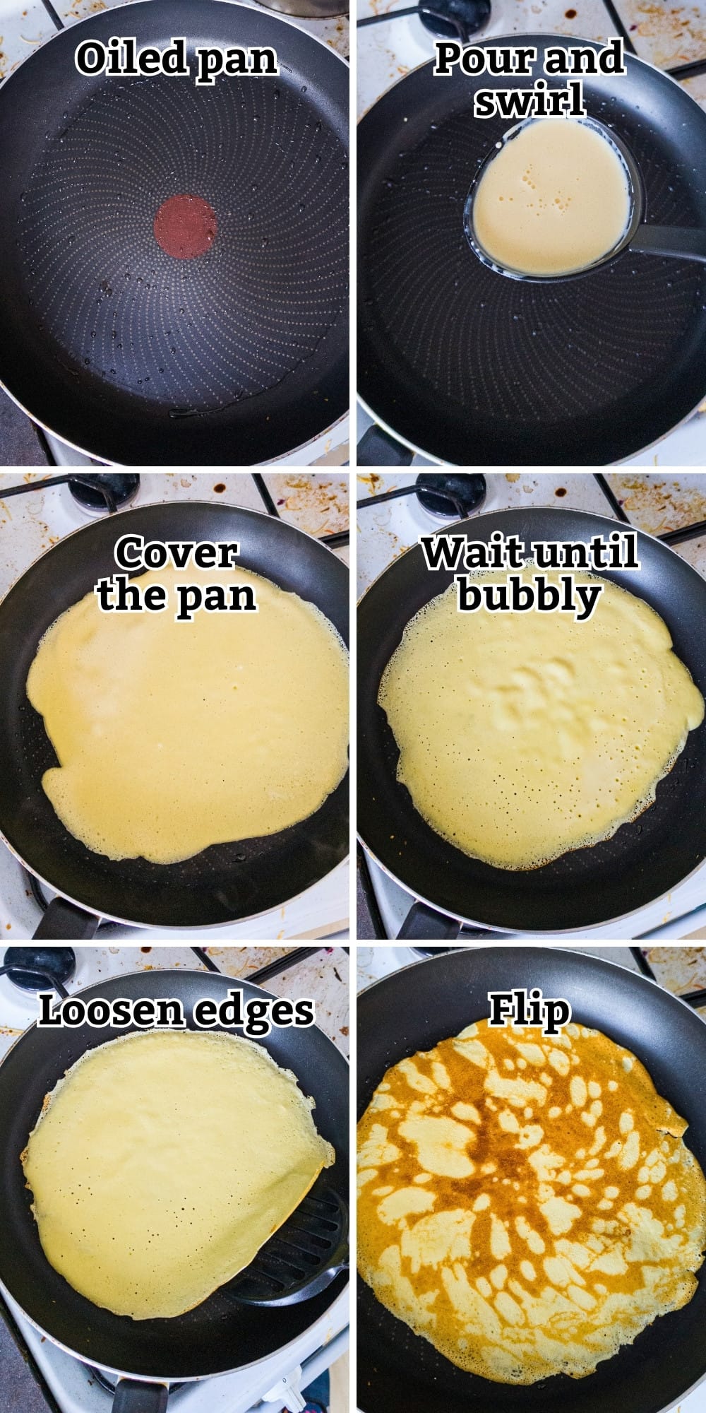 Cottage cheese crepes cooking steps