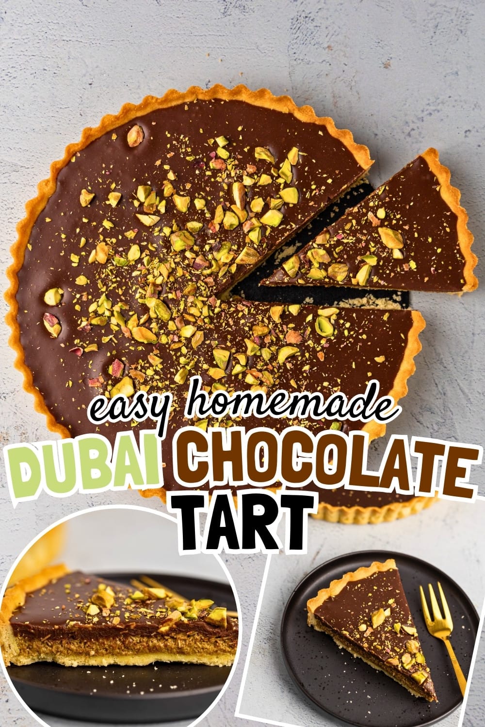 Dubai chocolate tart pin image