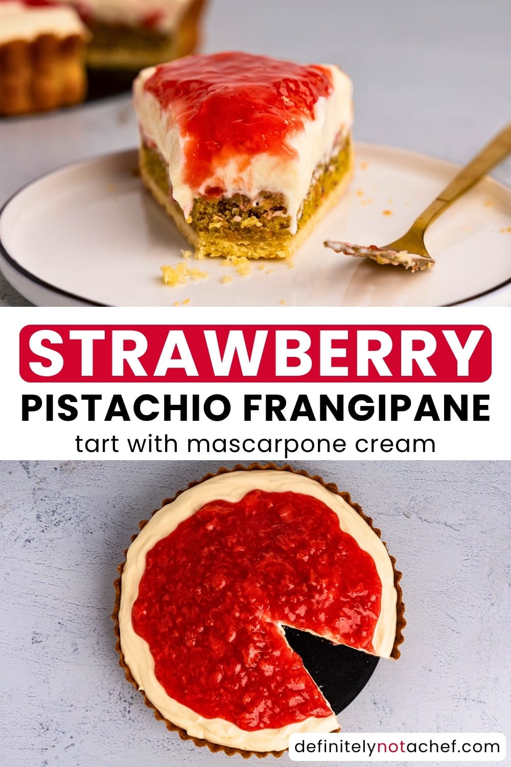 Strawberry pistachio frangipane tart pin image