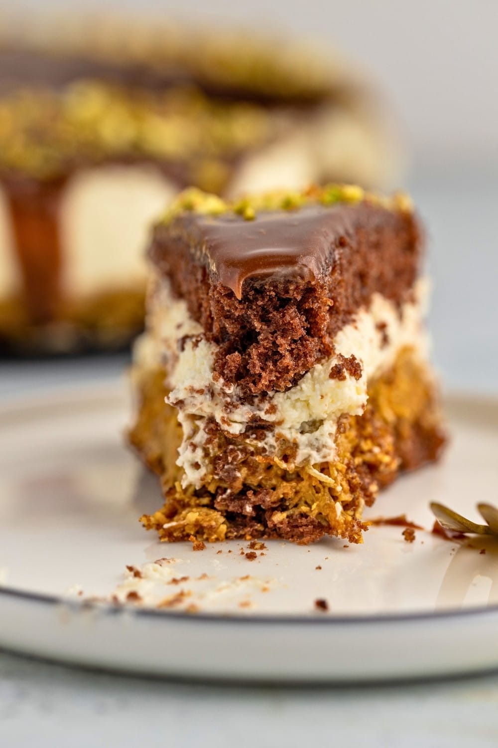 Dubai chocolate financier cake hero shot