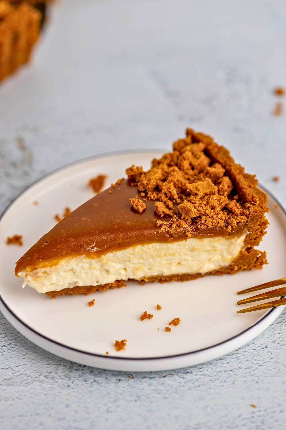 No Bake Biscoff Tart Slice Plated