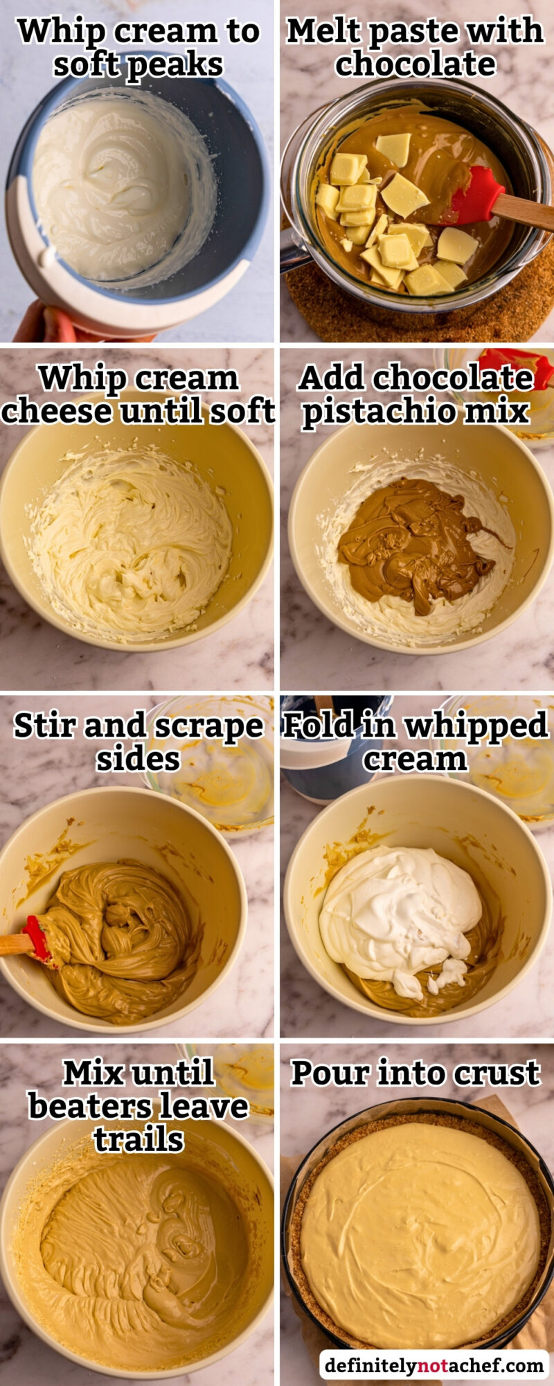 No bake pistachio cheesecake filling steps