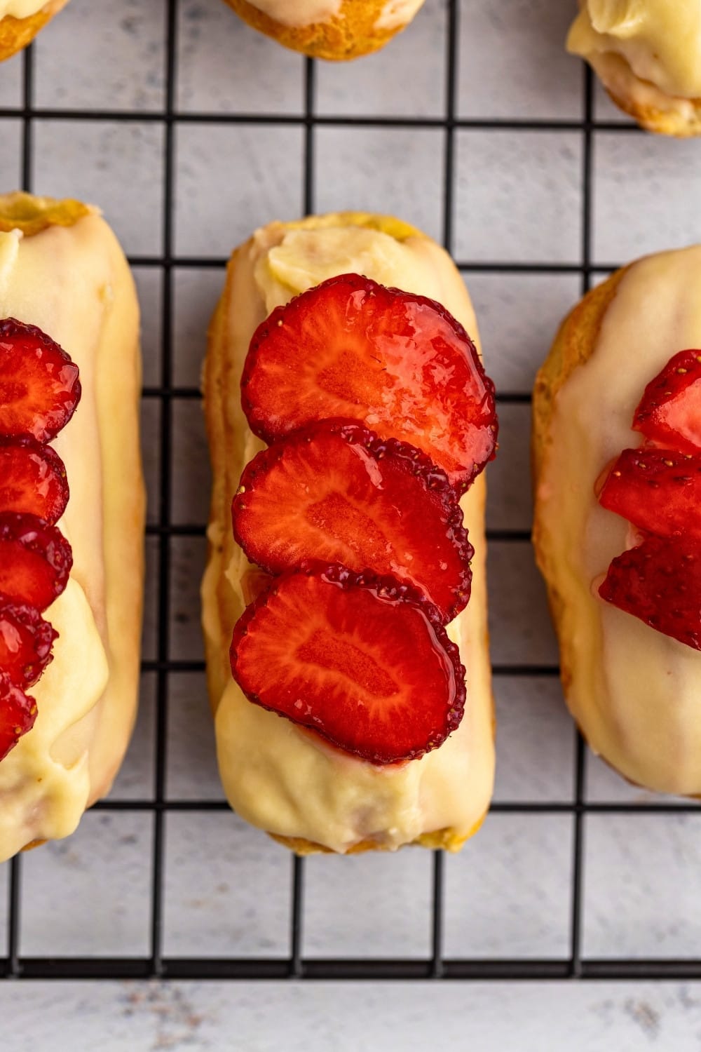 Strawberry eclair topdown shot