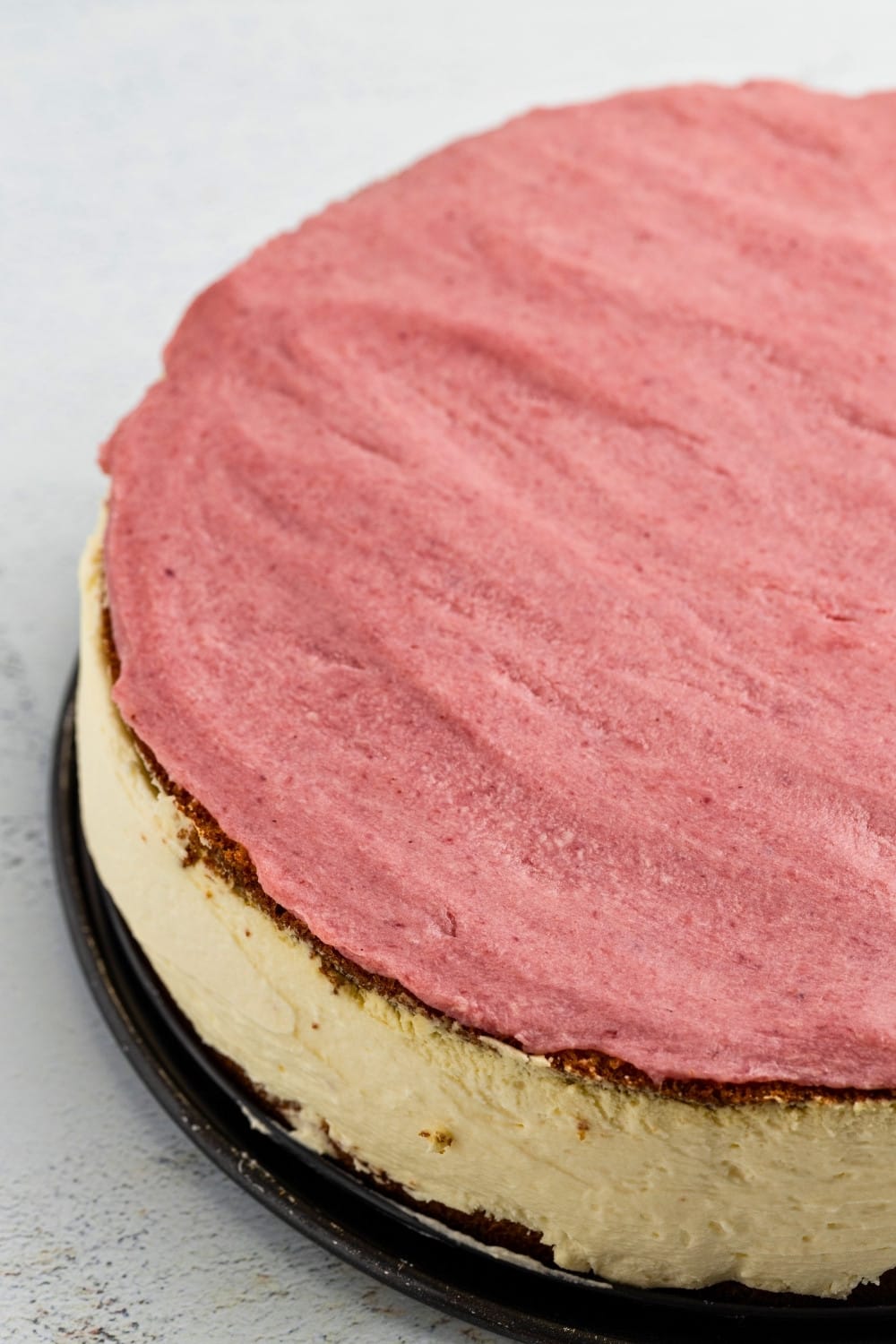 Strawberry financier cake after assembly