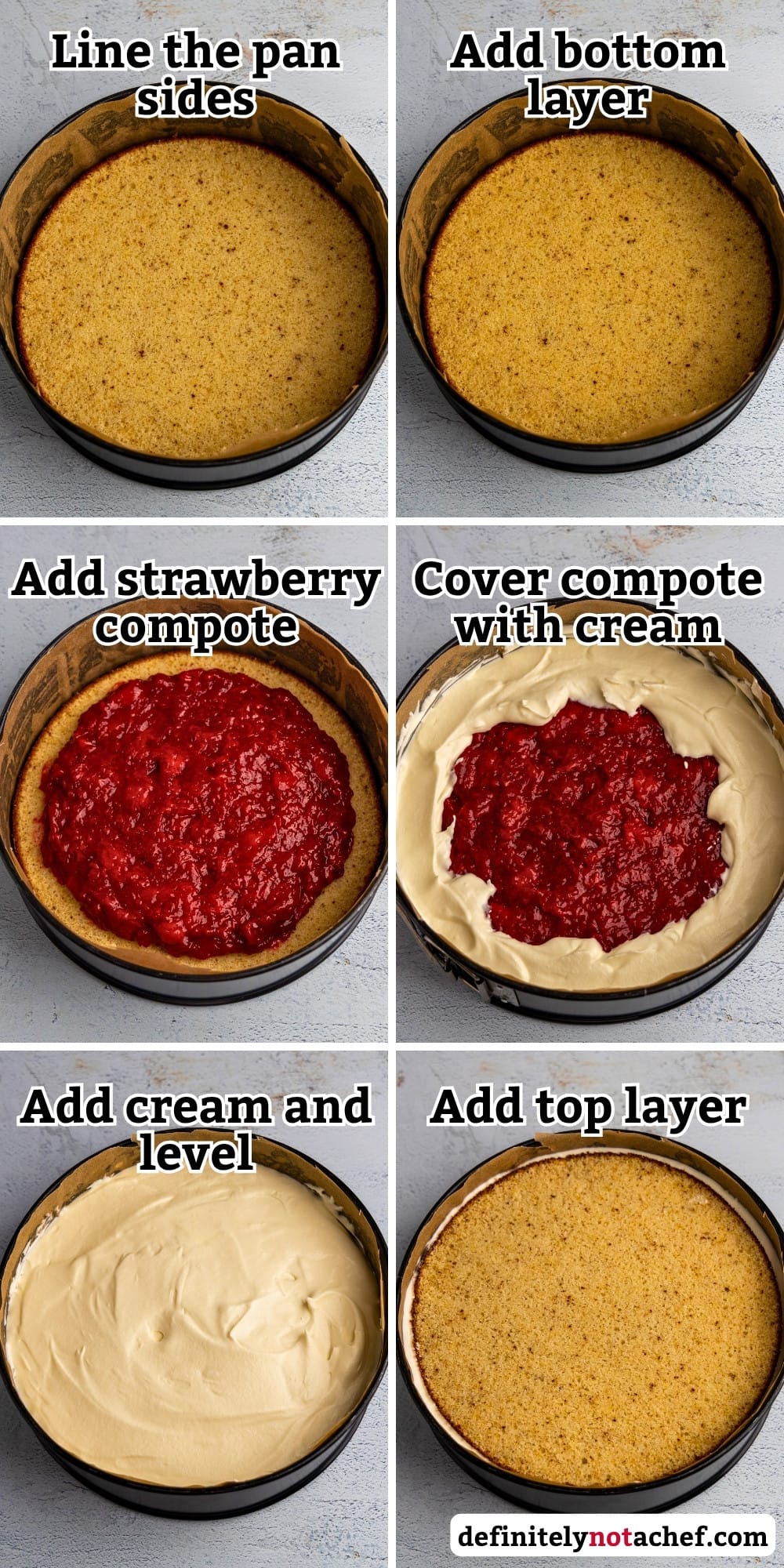 Strawberry financier cake assembly steps
