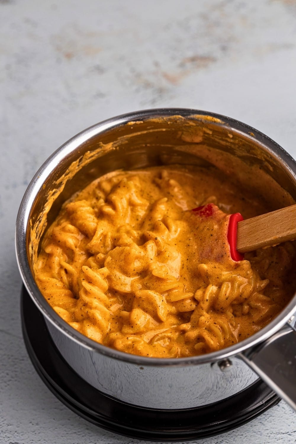 Tomato cottage cheese pasta sauce just cooked