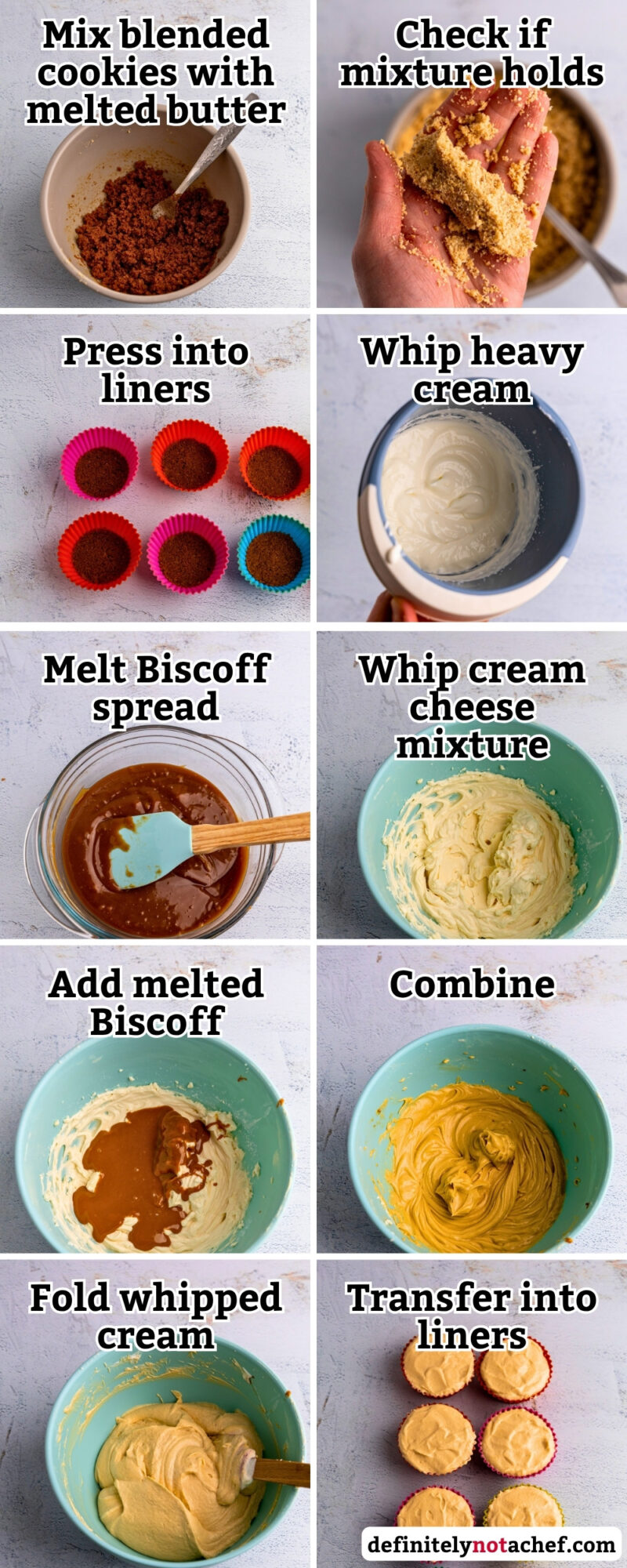 Mini Biscoff cheesecakes steps