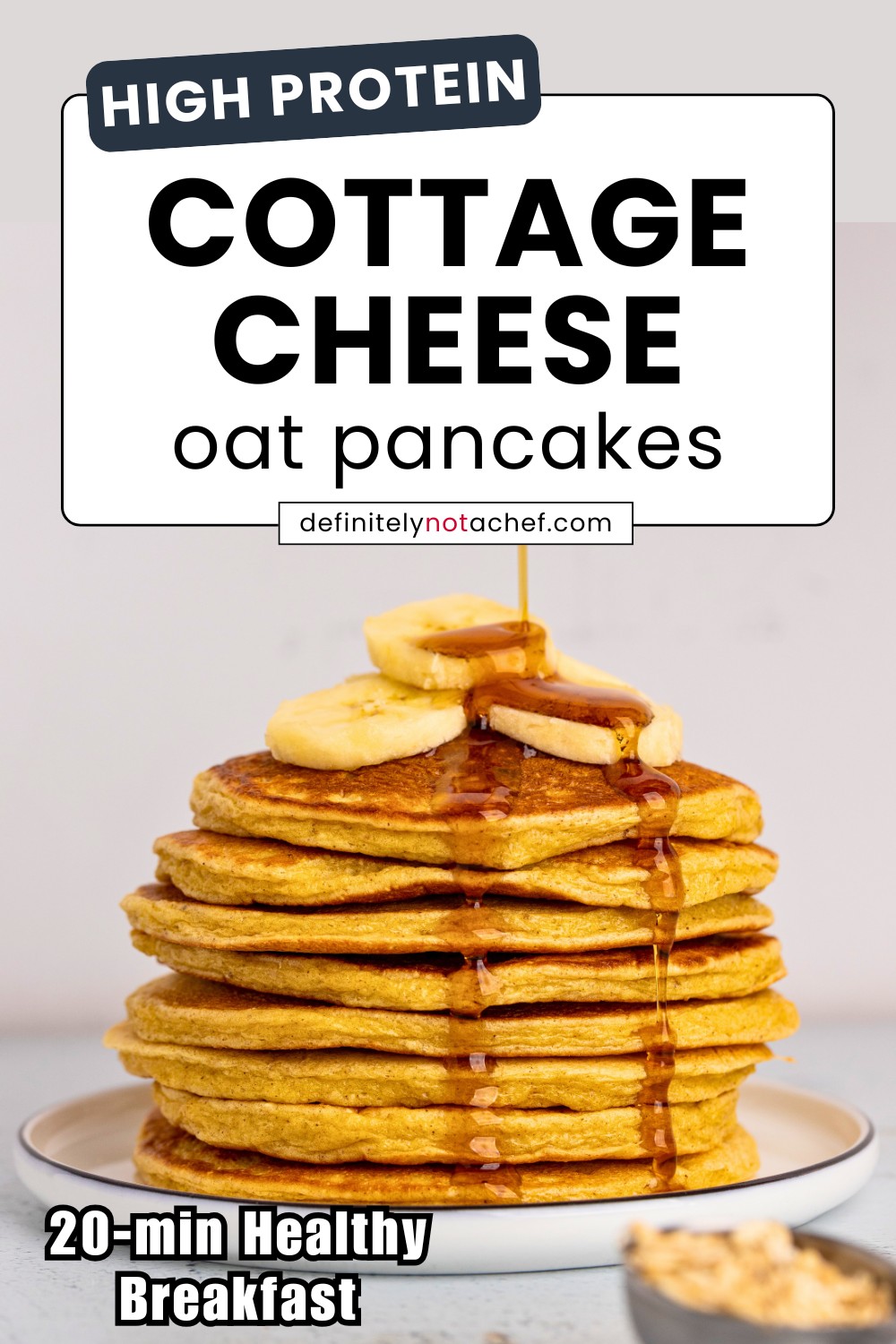 Simple cottage cheese oats pancakes pin image