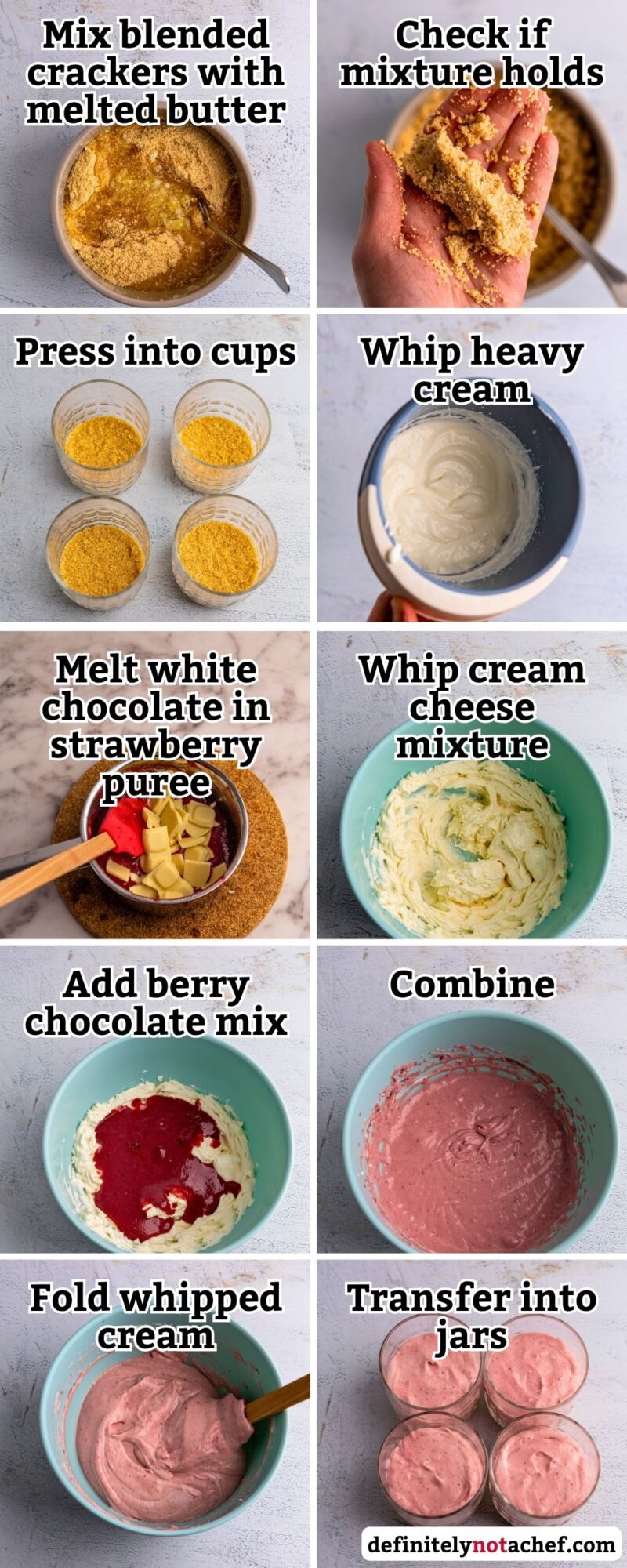 Strawberry cheesecake cups steps