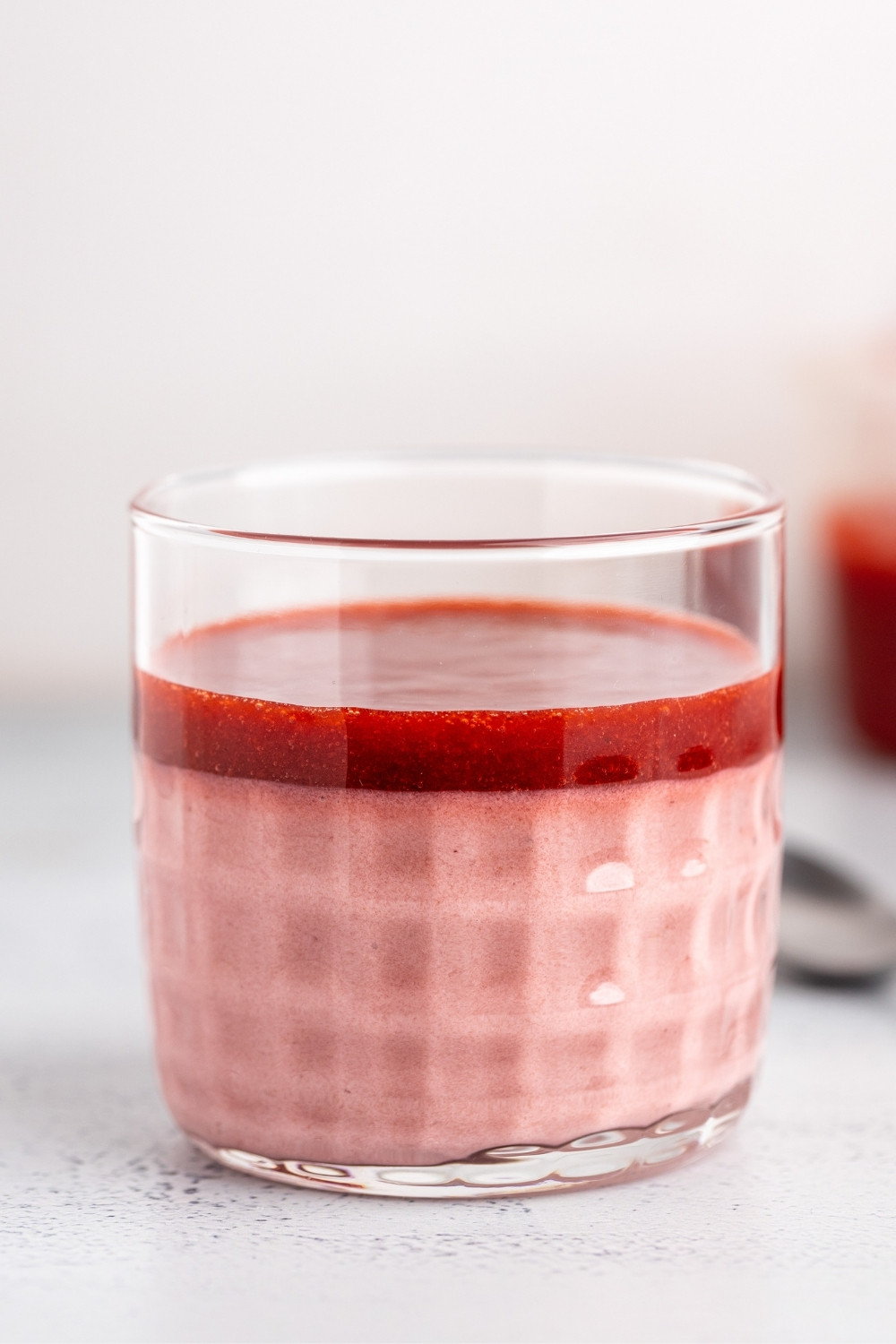 Strawberry panna cottta in a jar