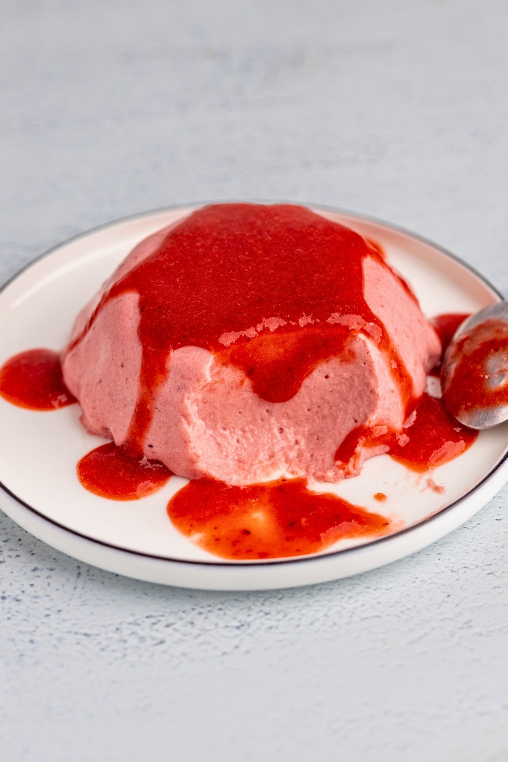 Strawberry panna cottta plated