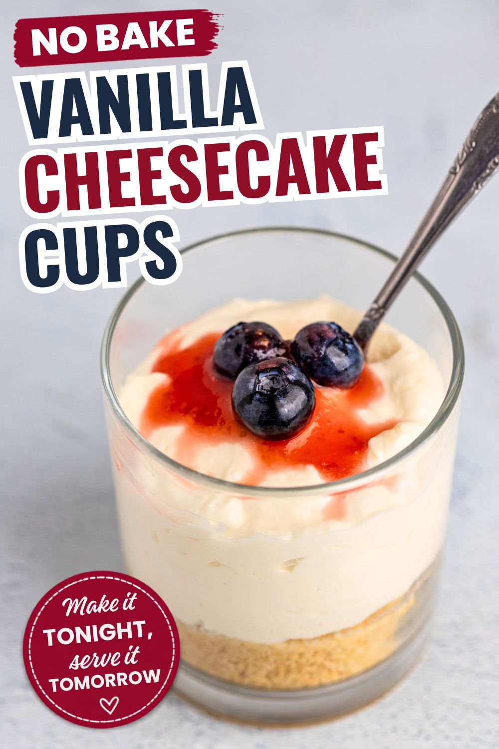 Vanilla cheesecake cups pin image