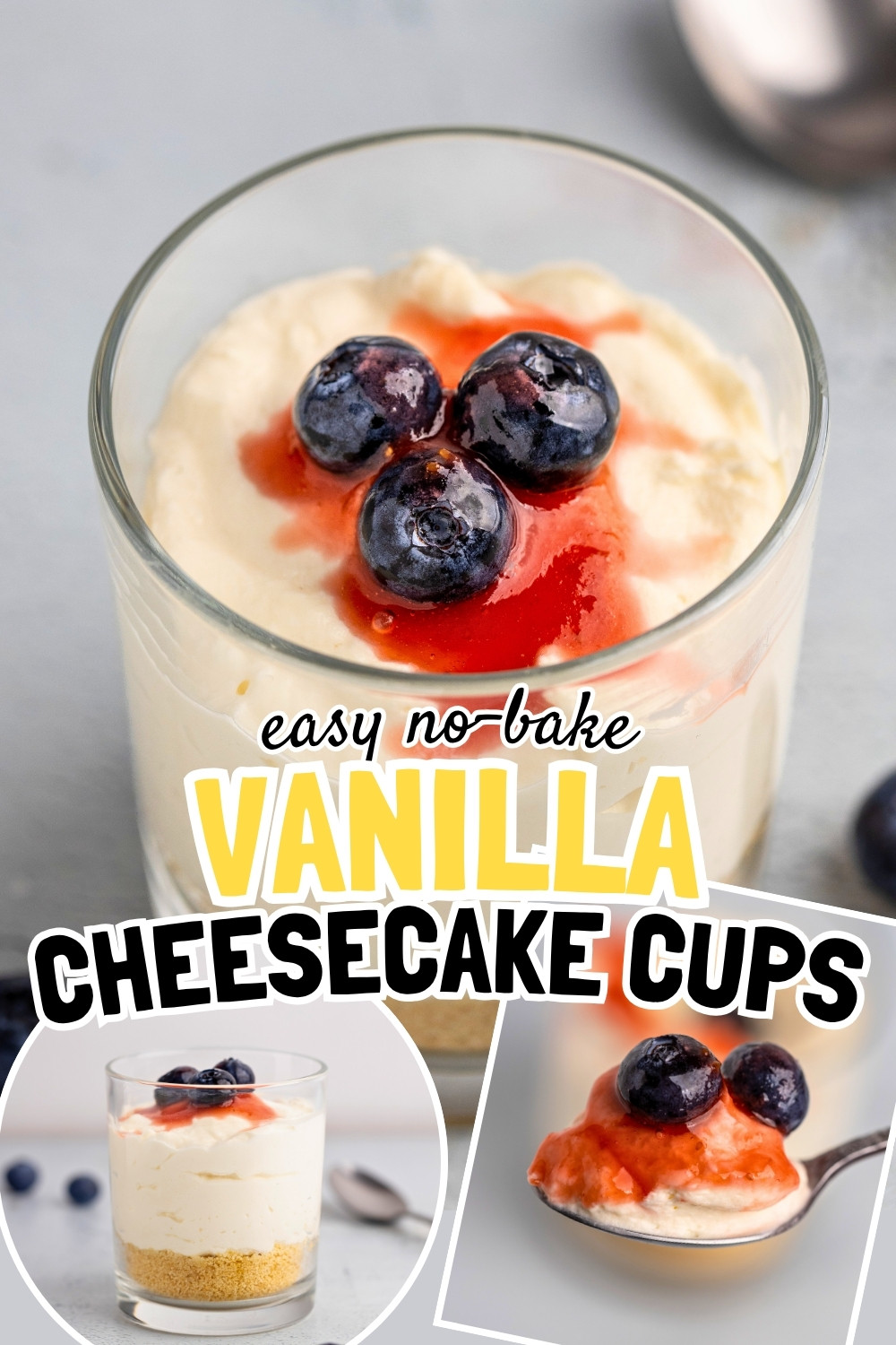 Vanilla cheesecake cups pin image