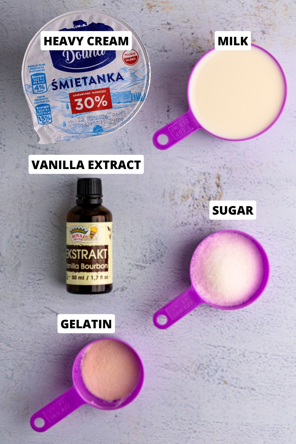 Vanilla panna cotta ingredients