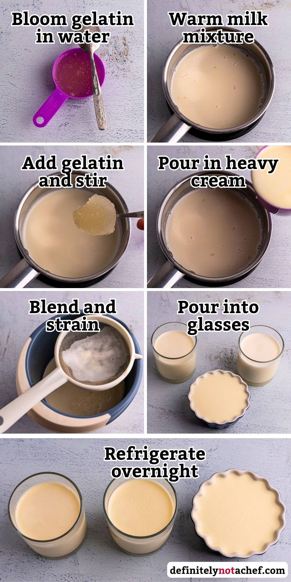Vanilla panna cotta steps