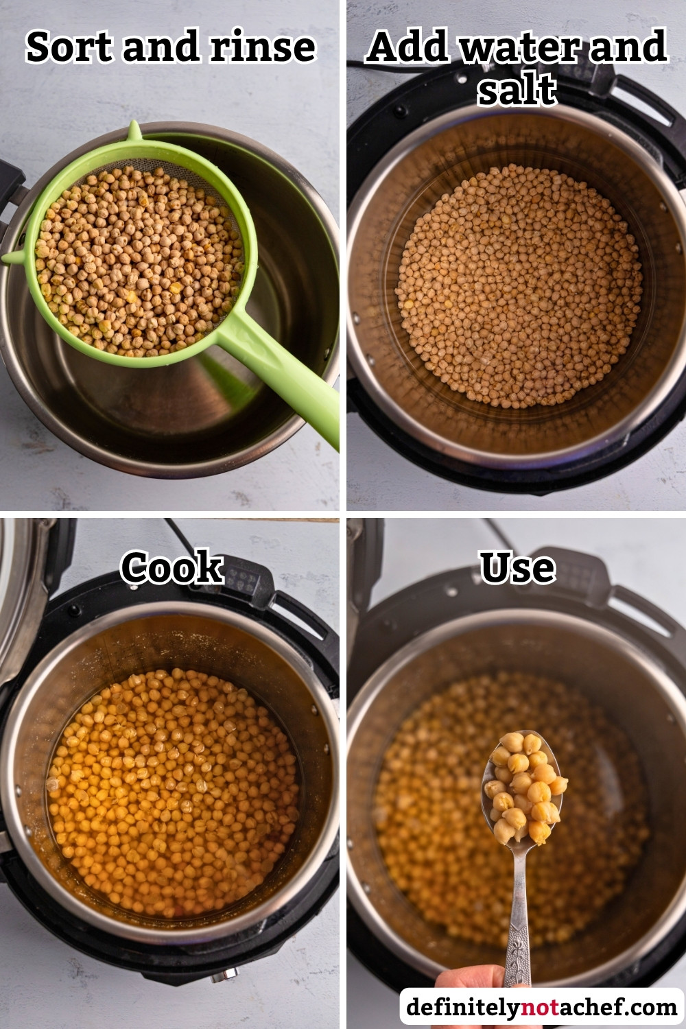 Instant pot chickpeas steps
